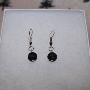Elegant Black Lava Stone Dangle Earrings